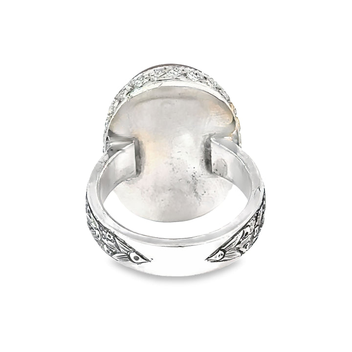 Khorasani Aqeeq Oval Sterling Silver Ring | US Size 11