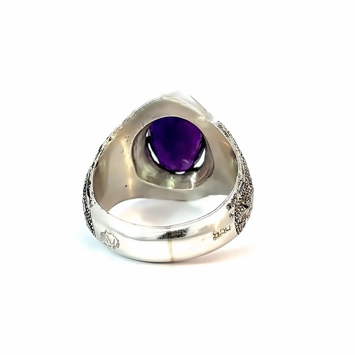 Persian Elegance Amethyst Sterling Silver Women Ring | US Size 11