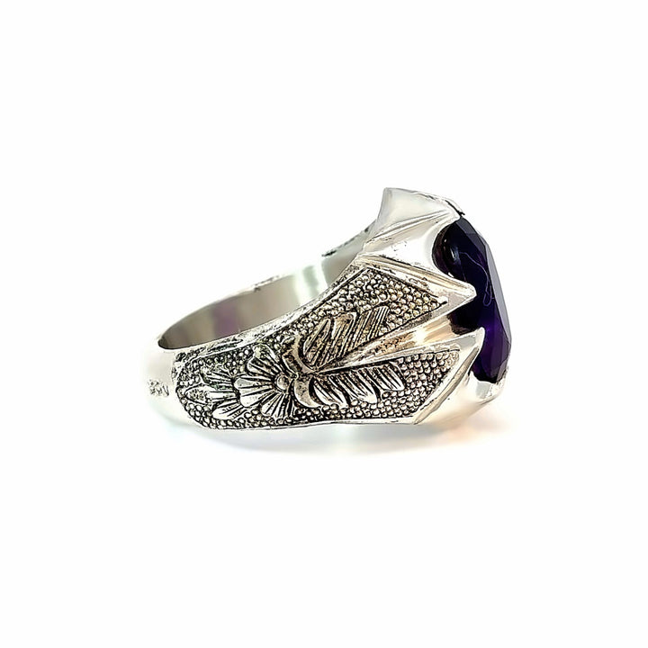 Persian Elegance Amethyst Sterling Silver Women Ring | US Size 11