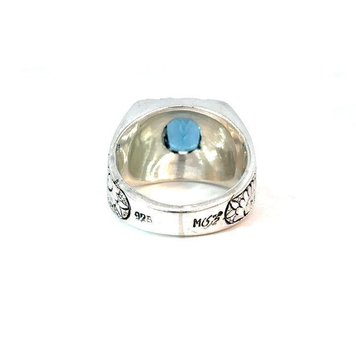 Persian Sky Topaz Sterling Silver Men Ring | US Size 10