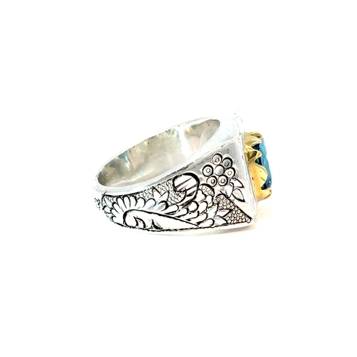 Persian Sky Topaz Sterling Silver Men Ring | US Size 10