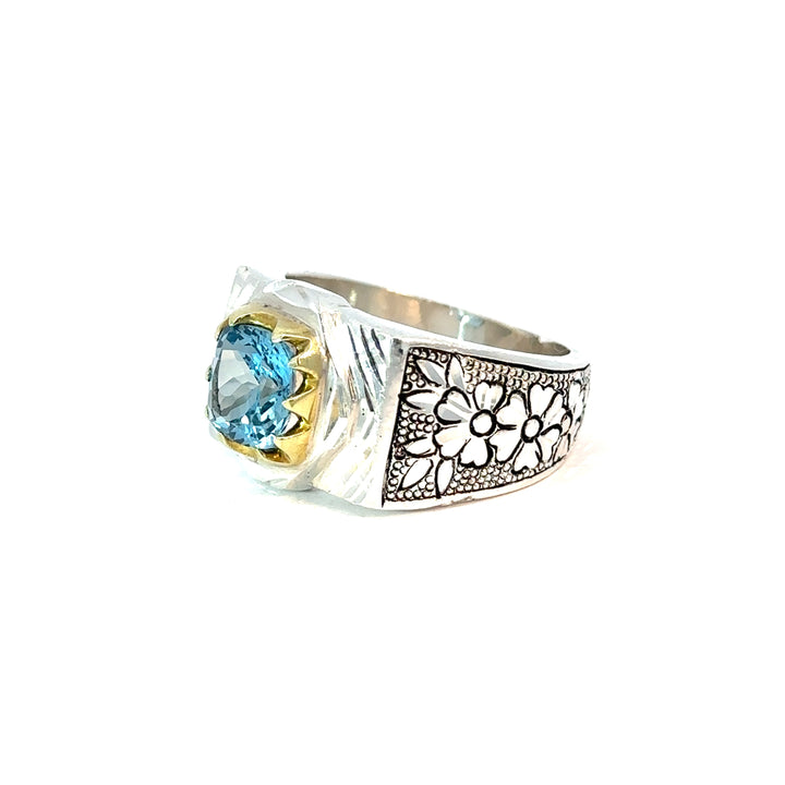 Blissful Blue Topaz Sterling Silver Men Ring
