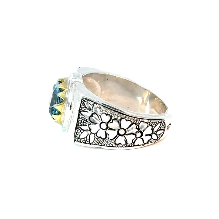 Blissful Blue Topaz Sterling Silver Men Ring