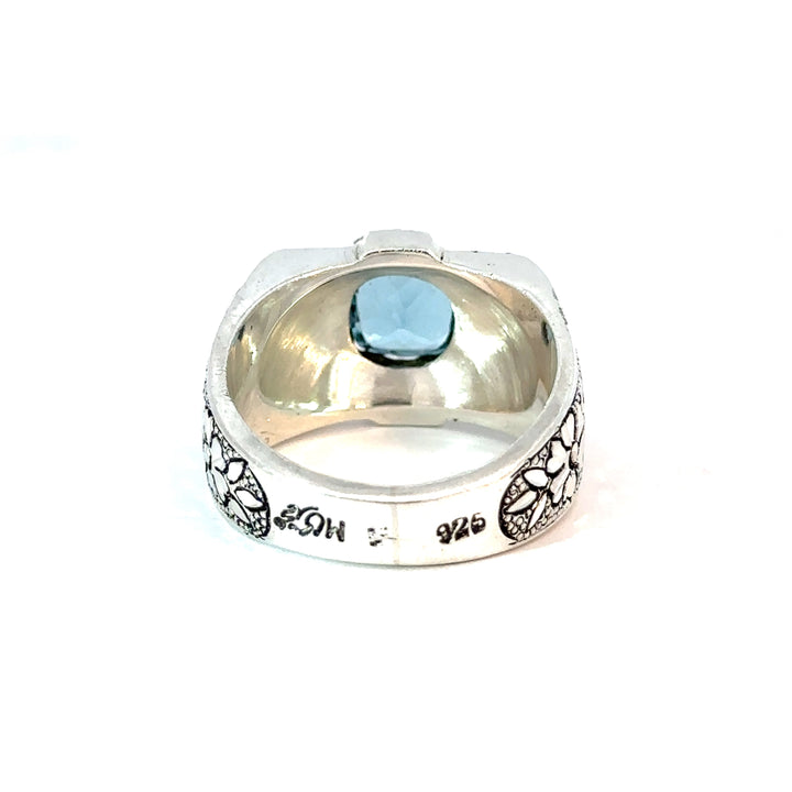 Blissful Blue Topaz Sterling Silver Men Ring