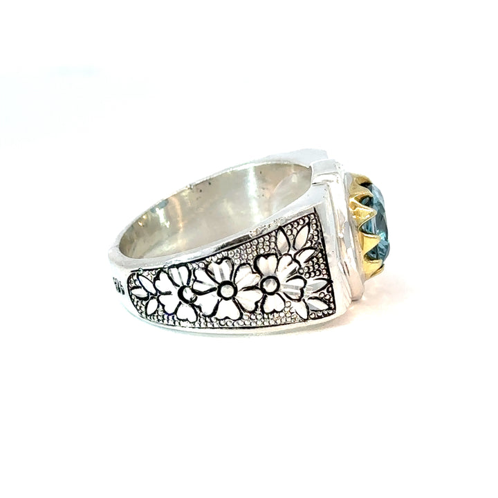 Blissful Blue Topaz Sterling Silver Men Ring