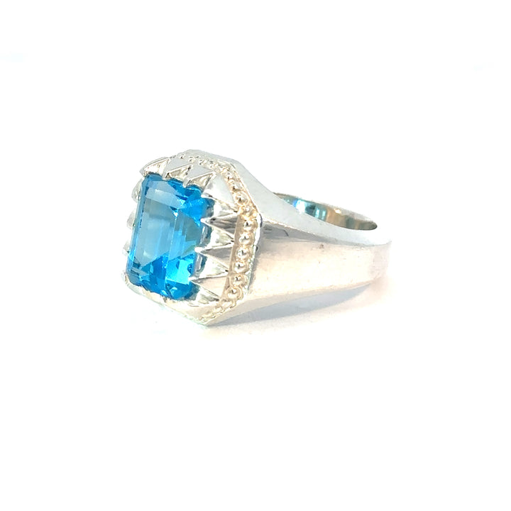 Topaz Royale Luminescence Sterling Silver Men Ring | US Size 10