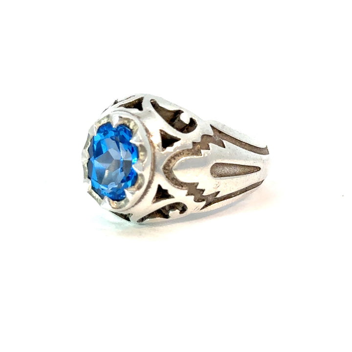Antique Topaz Elegance Sterling Silver Men Ring | US Size 9.5