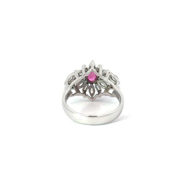 Scarlet Bloom Ruby Sterling Silver Ring with Zirconia