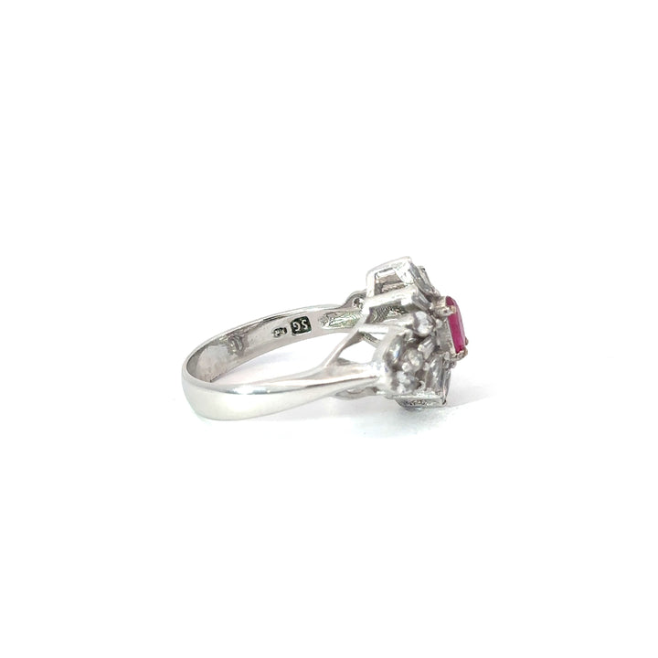 Scarlet Bloom Ruby Sterling Silver Ring with Zirconia