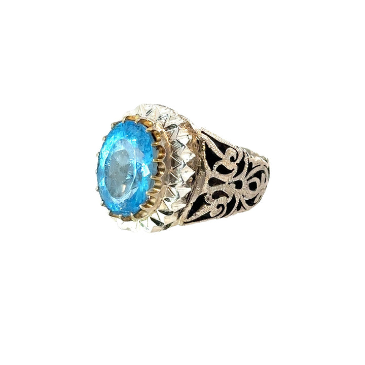 Golden Dawn Topaz Statement Sterling Silver Men Ring | US Size 11.5