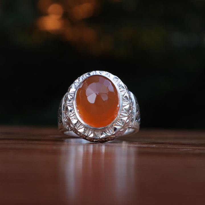 Eshaal Yemeni Aqeeq Sterling Silver Ring
