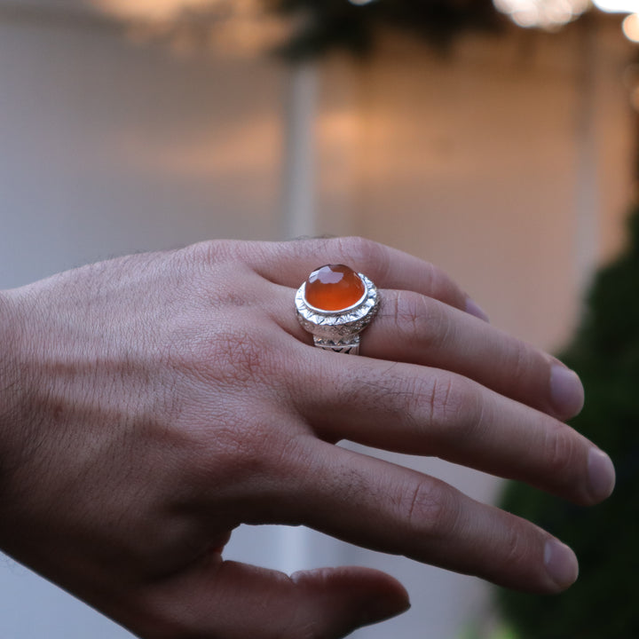 Eshaal Yemeni Aqeeq Sterling Silver Ring