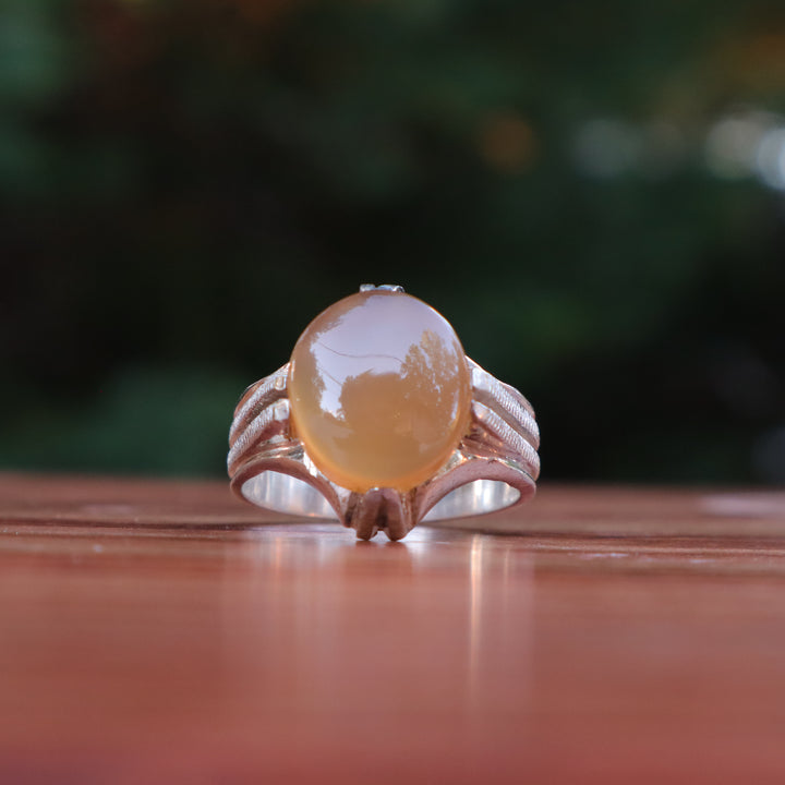 Rafidah Glow Yemeni Aqeeq Sterling Silver Ring