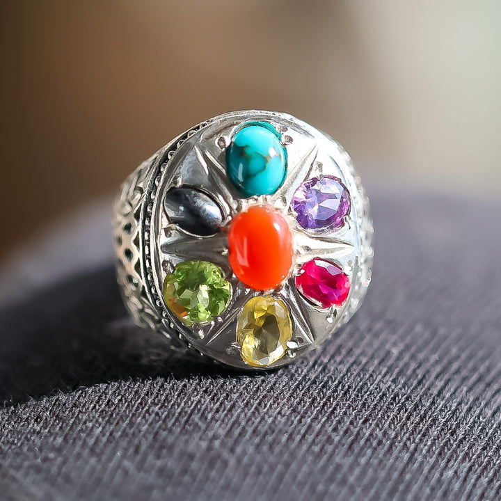 Zuhal Multistone Sterling Silver Ring