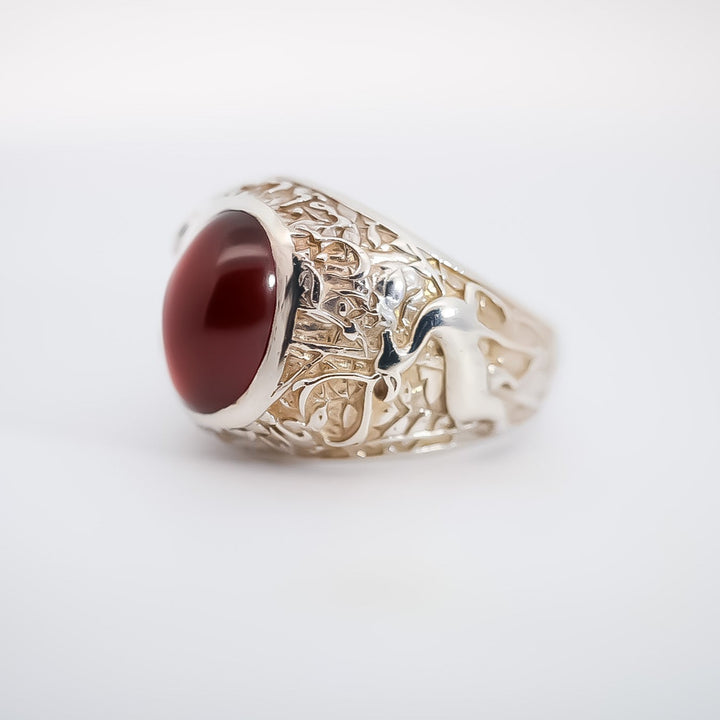 Al-Mi’raj Yemeni Aqeeq (Agate) Sterling Silver Ring
