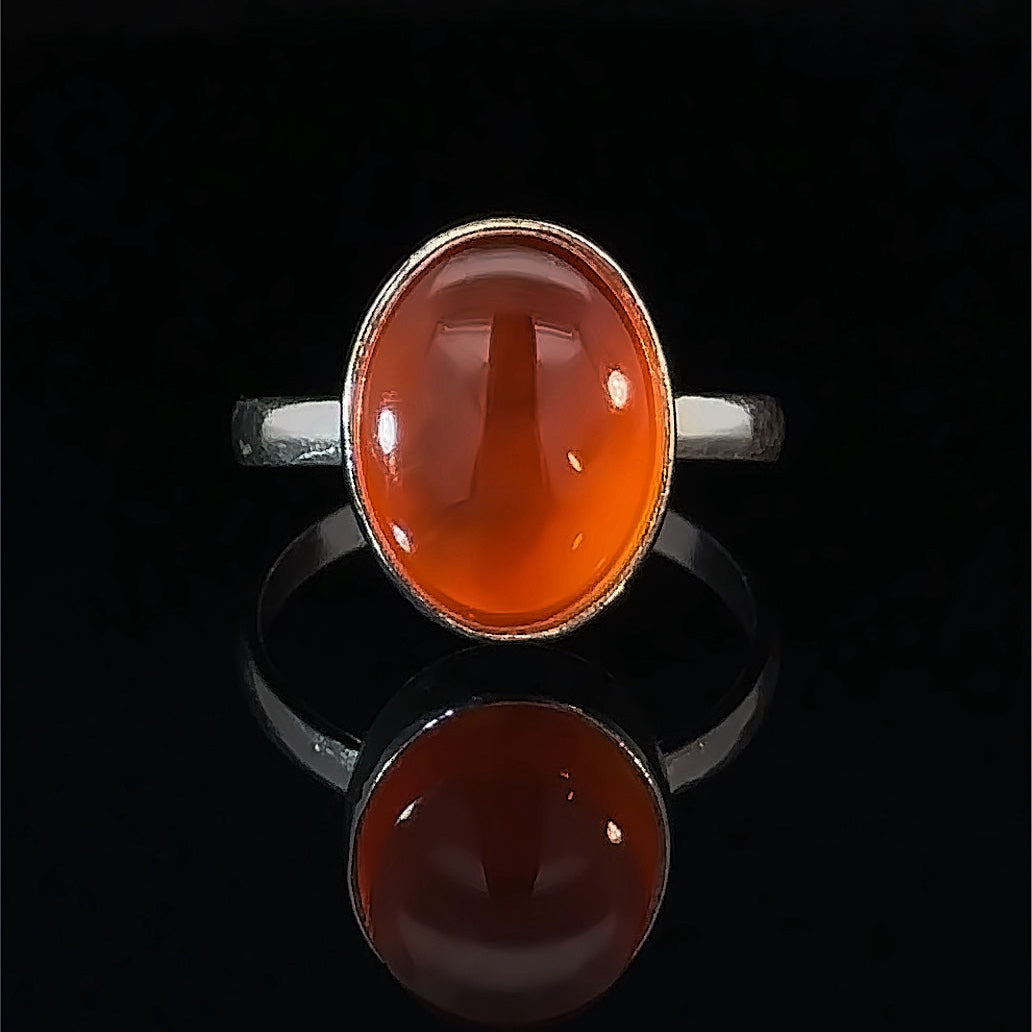 Yemeni Aqeeq Minimalist Style Sterling Silver Ring - AlAliGems