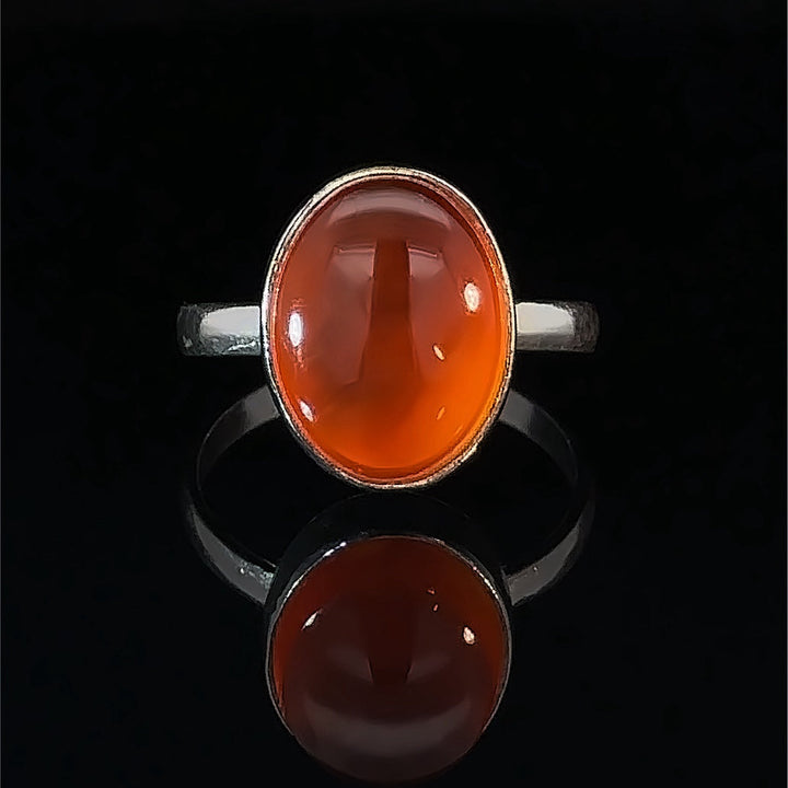 Yemeni Aqeeq Minimalist Style Sterling Silver Ring - AlAliGems