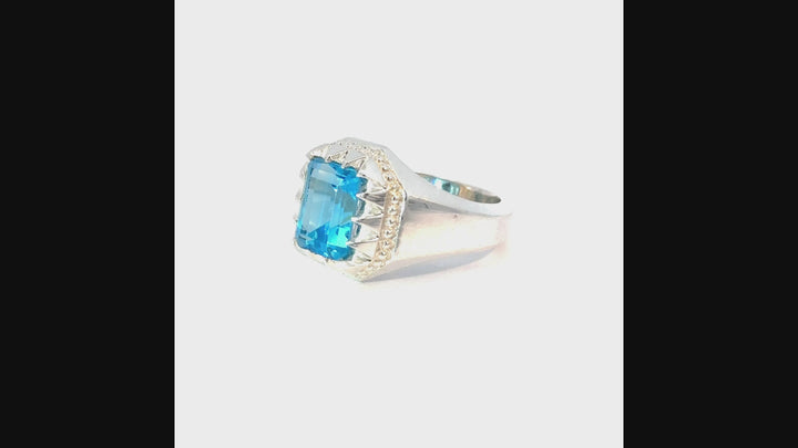 Topaz Royale Luminescence Sterling Silver Men Ring | US Size 10