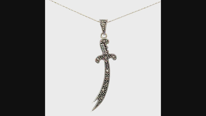Zulfiqar Sterling Silver Pendant With Rhinestones
