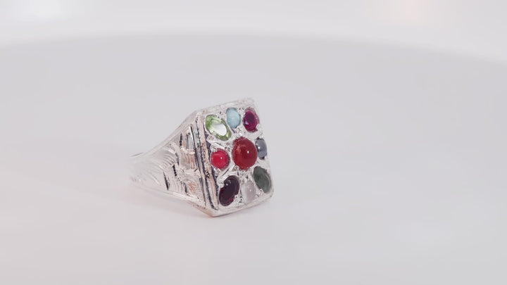 Mizan Multi-Gemstone Sterling Silver Ring
