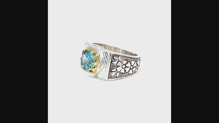 Blissful Blue Topaz Sterling Silver Men Ring