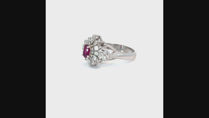 Scarlet Bloom Ruby Sterling Silver Ring with Zirconia
