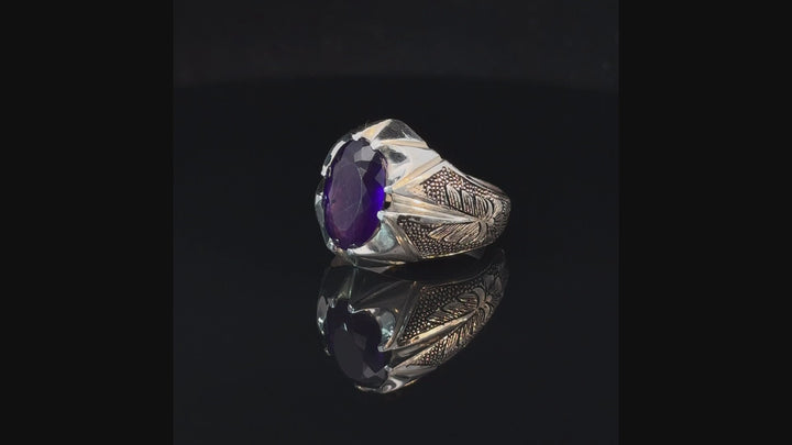 Persian Elegance Amethyst Sterling Silver Women Ring | US Size 11