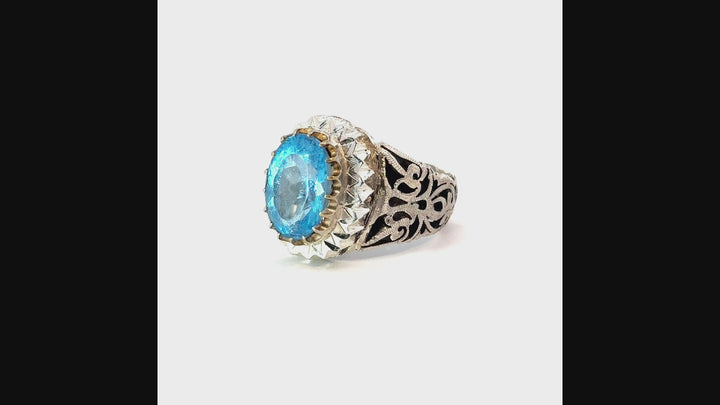 Golden Dawn Topaz Statement Sterling Silver Men Ring | US Size 11.5