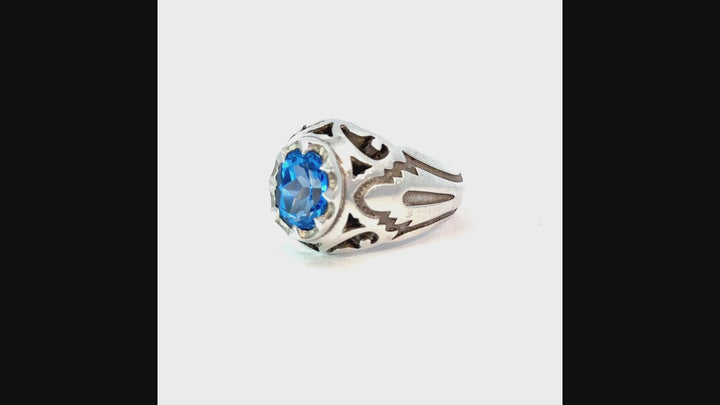 Antique Topaz Elegance Sterling Silver Men Ring | US Size 9.5