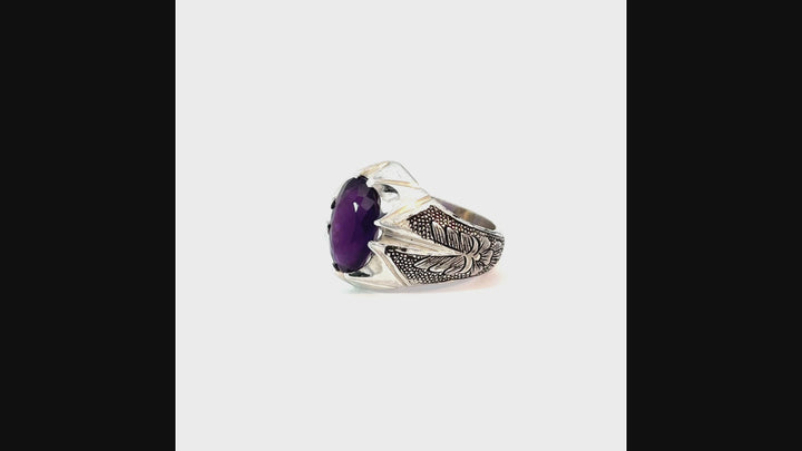 Persian Elegance Amethyst Sterling Silver Women Ring | US Size 11