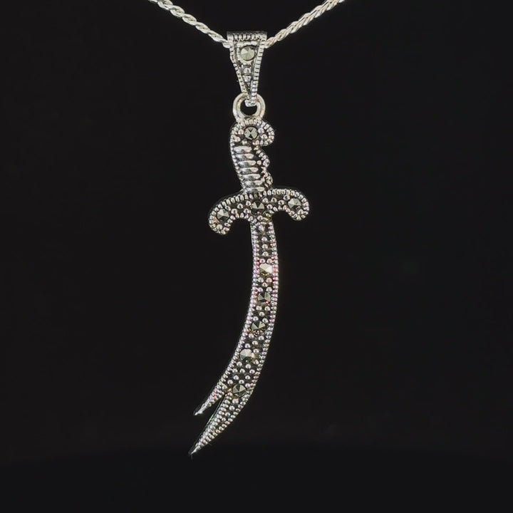 Zulfiqar Sterling Silver Pendant With Rhinestones