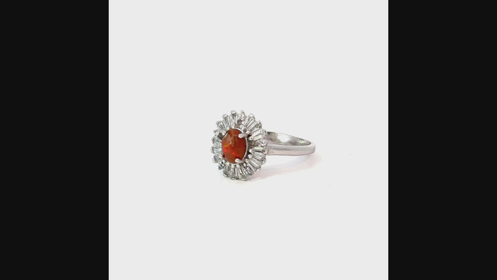 Opal Enchantment Cubic Zirconia Sterling Silver Women Ring | US Size 7.75