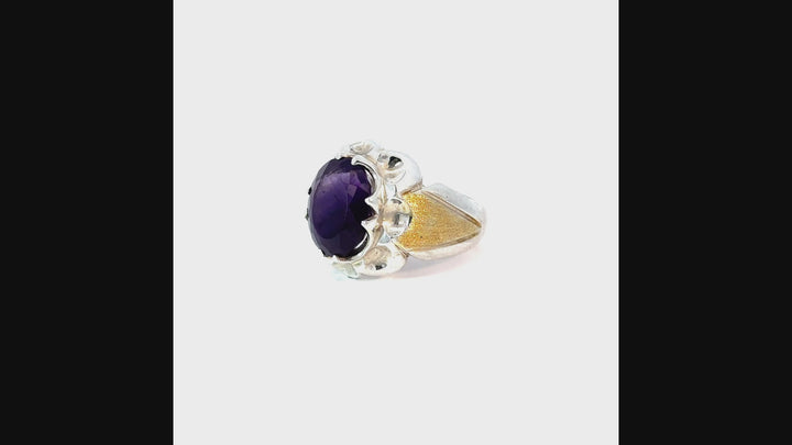 Majestic Amethyst Sterling Silver Women Ring | US Size 11.5