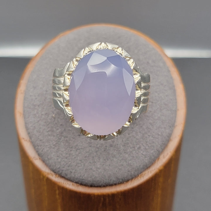 YEMENI BLUE AQEEQ STERLING SILVER RING FOR MEN | US RING SIZE 9 - AlAliGems