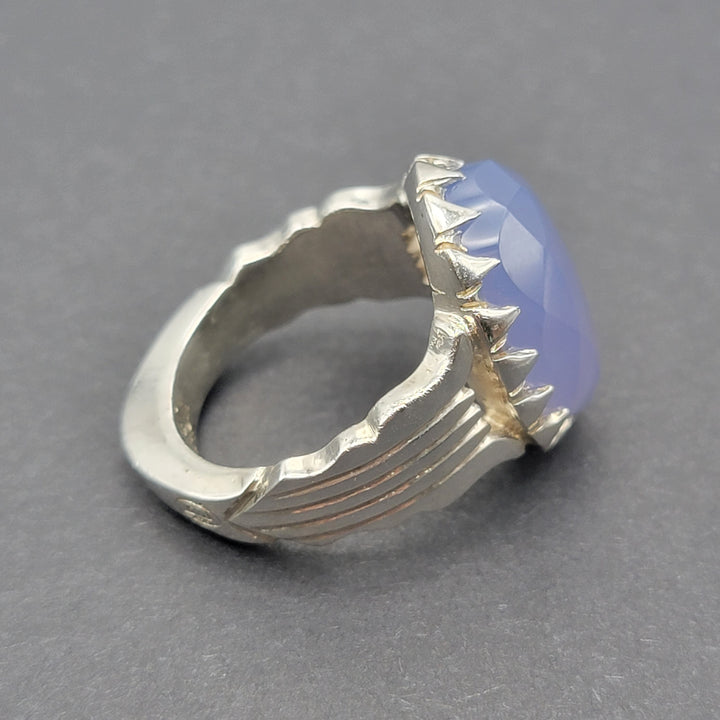 YEMENI BLUE AQEEQ STERLING SILVER RING FOR MEN | US RING SIZE 9 - AlAliGems