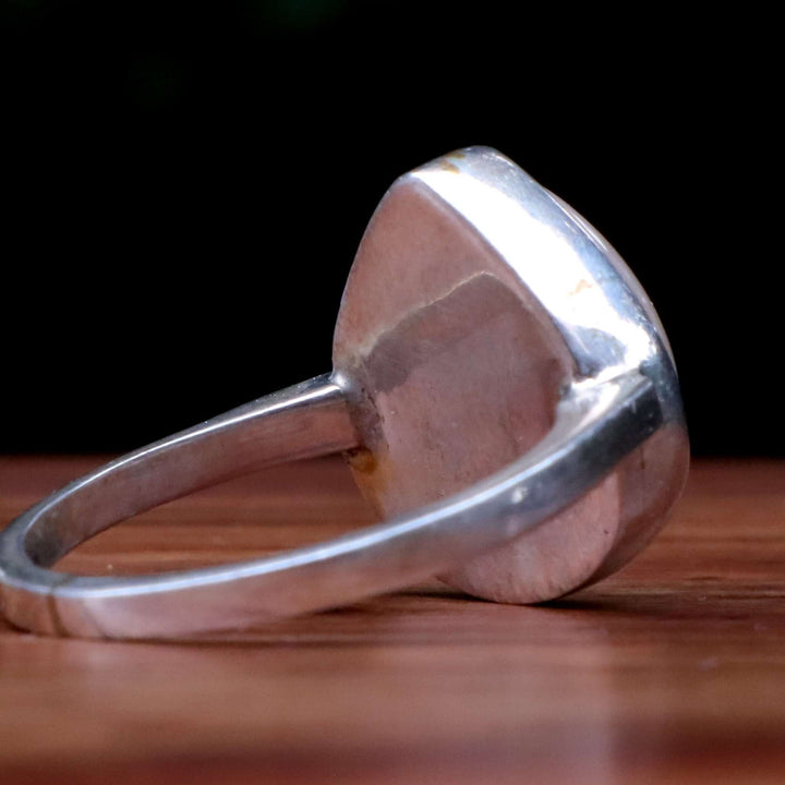 Handmade Persian Sterling Silver Teardrop Ring For Ladies | Natural Australian Opal Stone Ring | US Size 9 - AlAliGems