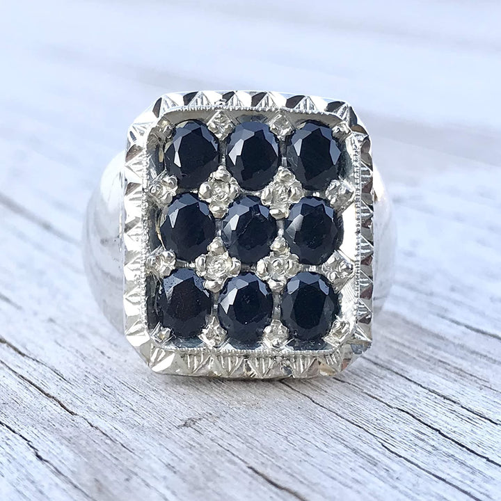 Handmade Persian Ring | Blue Sapphire | S925 | US Size 11.5 - Al Ali Gems