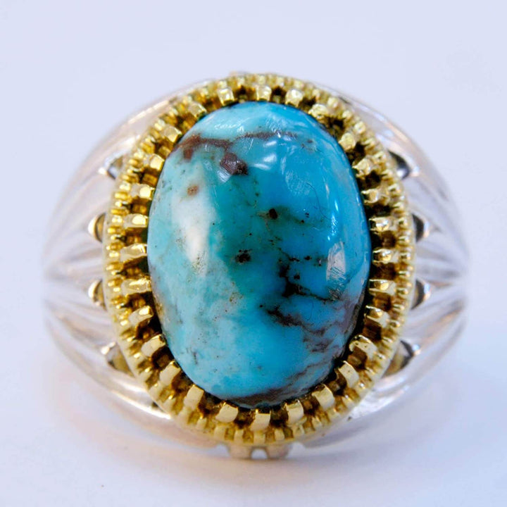 Natural Persian Turquoise Ring | AlAliGems | S925 | Oval Blue Neyshabur Turquoise | US Size 10.25 - Al Ali Gems
