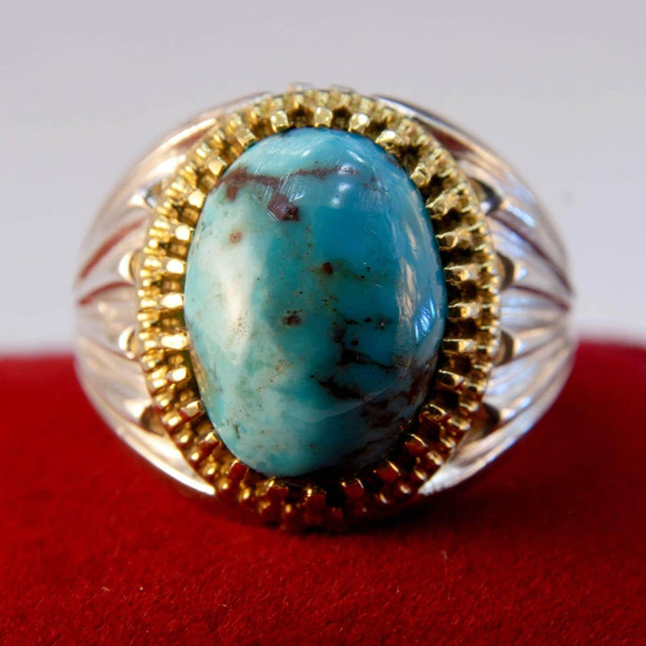 Natural Persian Turquoise Ring | AlAliGems | S925 | Oval Blue Neyshabur Turquoise | US Size 10.25 - Al Ali Gems