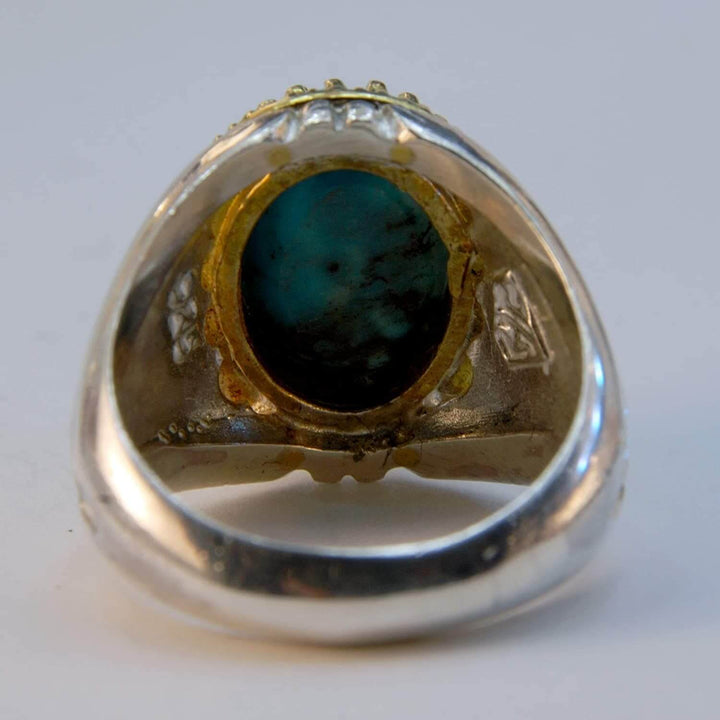 Natural Persian Turquoise Ring | AlAliGems | S925 | Oval Blue Neyshabur Turquoise | US Size 10.25 - Al Ali Gems