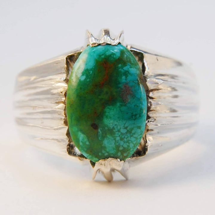 Natural Persian Turquoise Ring | AlAliGems | S925 | Oval Blue Neyshabur Turquoise | US Size 12 - Al Ali Gems