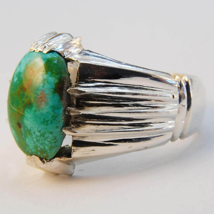 Natural Persian Turquoise Ring | AlAliGems | S925 | Oval Blue Neyshabur Turquoise | US Size 12 - Al Ali Gems