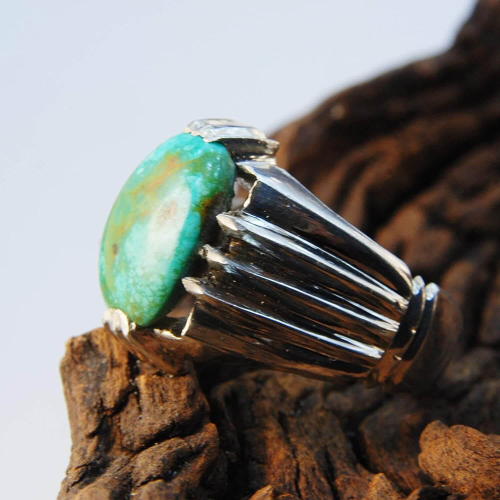 Natural Persian Turquoise Ring | AlAliGems | S925 | Oval Blue Neyshabur Turquoise | US Size 12 - Al Ali Gems