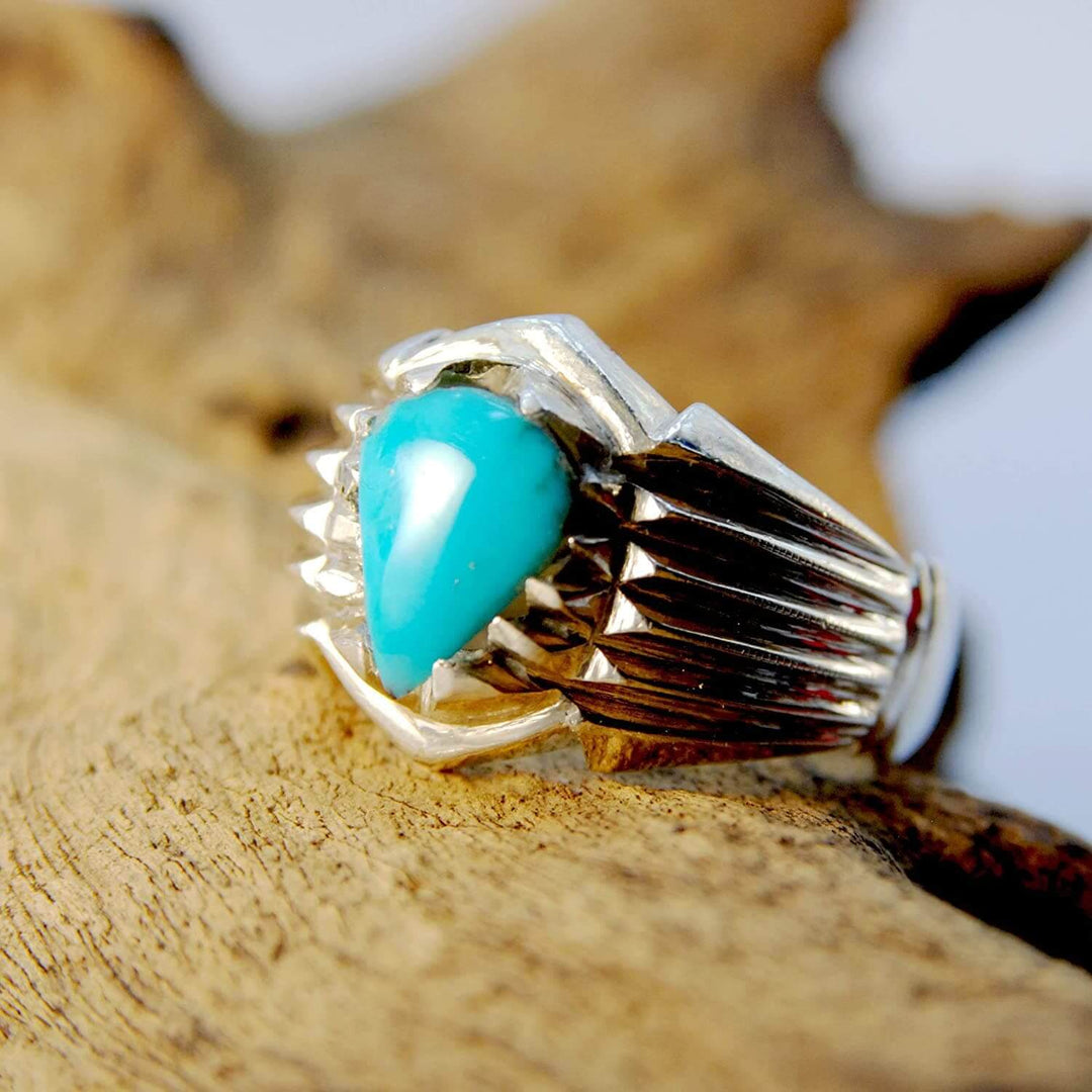 Natural Persian Turquoise Ring | AlAliGems | S925 | Oval Blue Neyshabur Turquoise | US Size 12.75 - Al Ali Gems