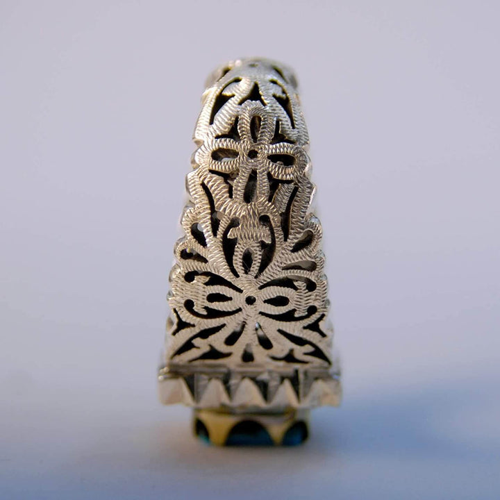 Natural Persian Turquoise Ring Sterling Silver US Size 11.5 - Al Ali Gems