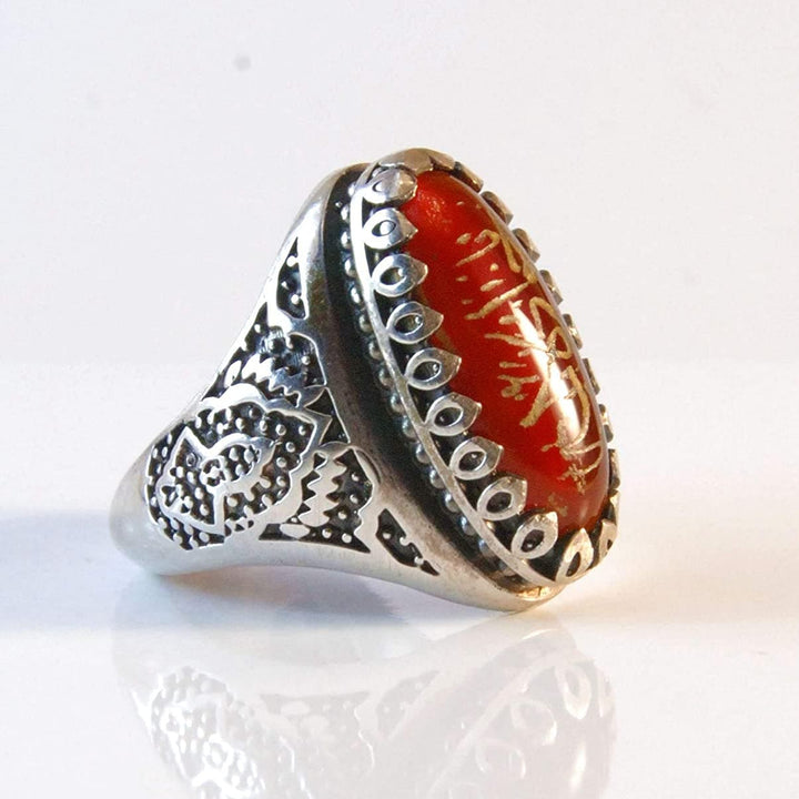 RED YEMENI AQEEQ ENGRAVED RING FOR MEN | YA JAWAD AL AIMA | US Size 10.5 - Al Ali Gems