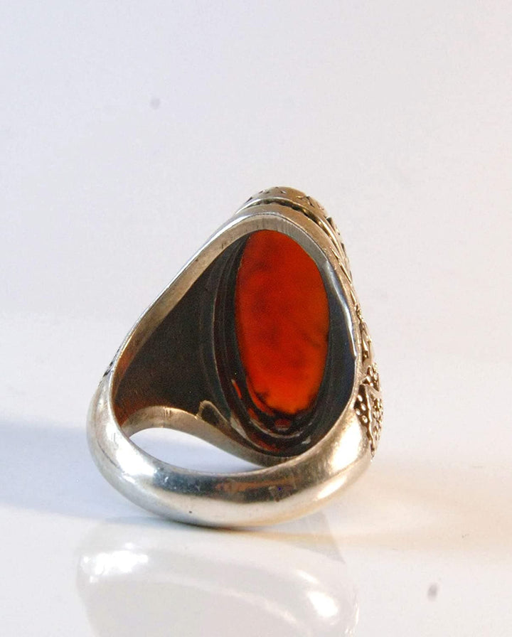 RED YEMENI AQEEQ ENGRAVED RING FOR MEN | YA JAWAD AL AIMA | US Size 10.5 - Al Ali Gems