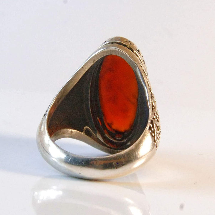 RED YEMENI AQEEQ ENGRAVED RING FOR MEN | YA JAWAD AL AIMA | US Size 10.5 - Al Ali Gems