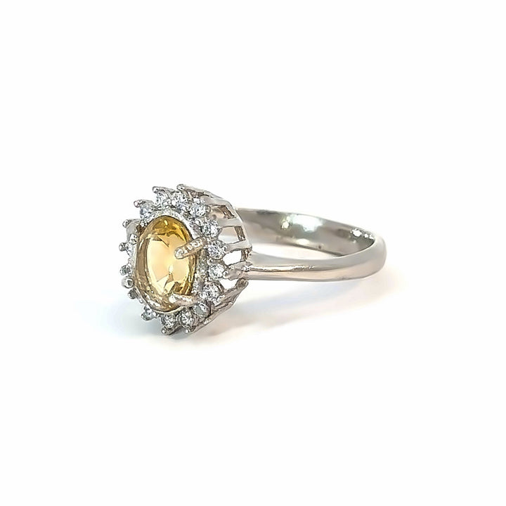 Citrine Elegance with Cubic Zirconia Sterling Silver Ring | Size 8.5 (US)