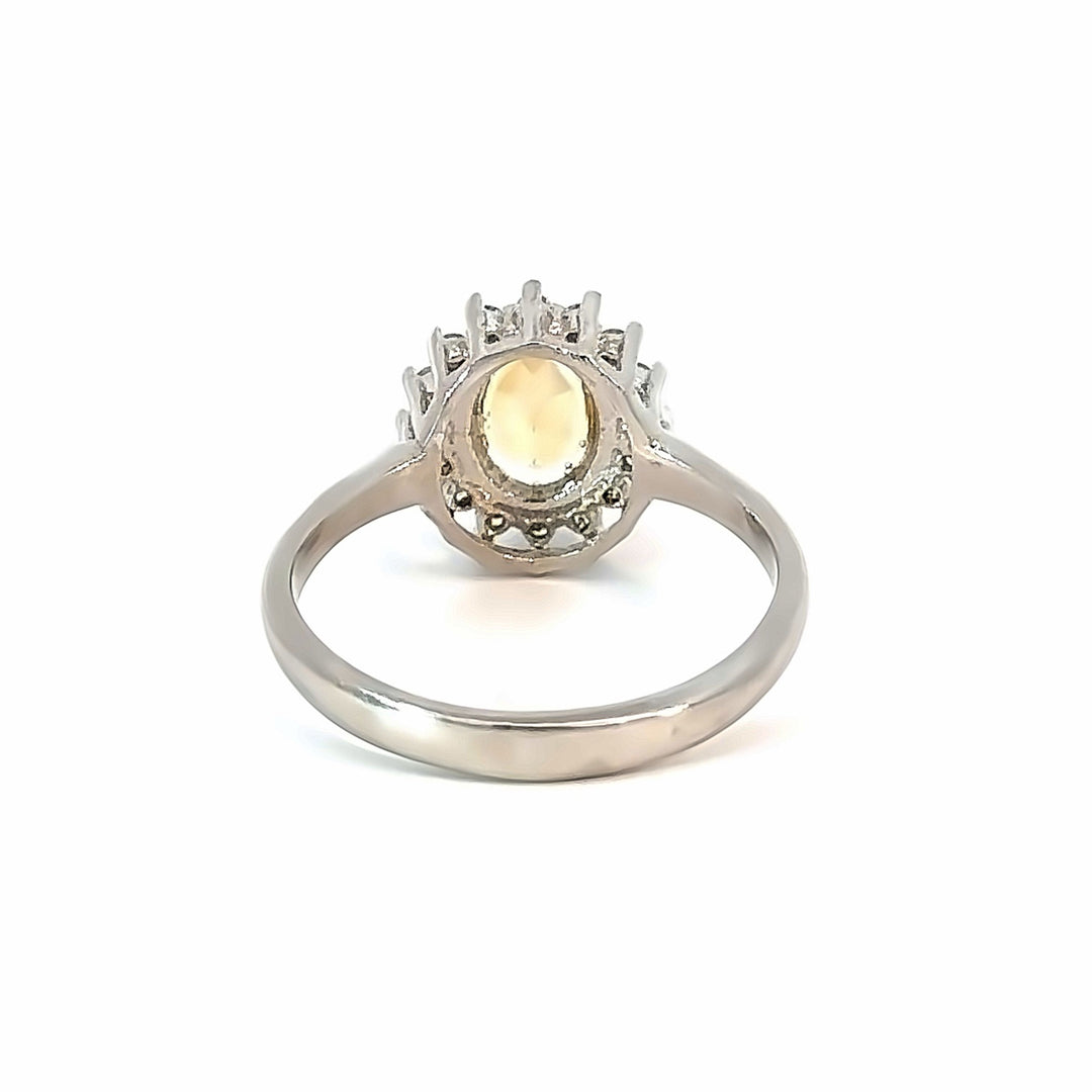 Citrine Elegance with Cubic Zirconia Sterling Silver Ring | Size 8.5 (US)